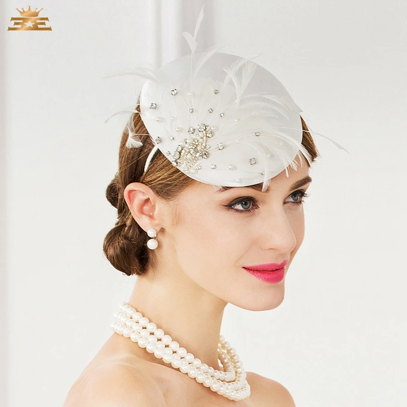 

New White 100% Wool Banquet Cap Elegant British Style Aristocratic Pillbox Hat Women Wedding Cap Dress Derby Hats B-7541