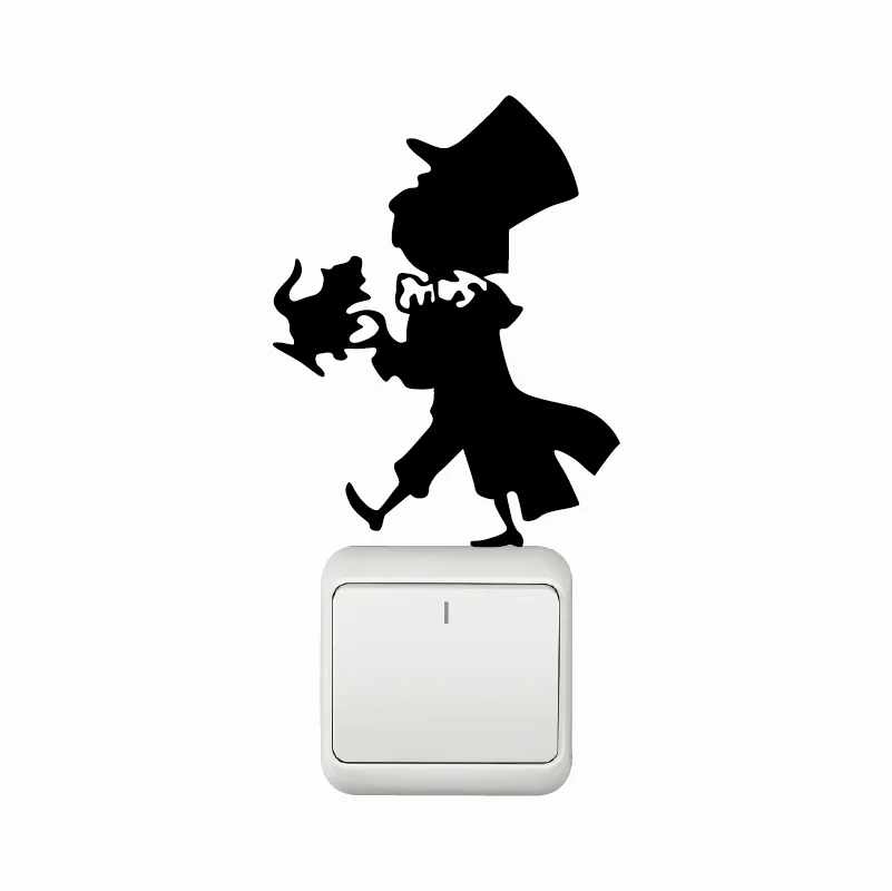 KG-233 Mad Hatter Switch sticker-Наклейка на стену Hatter-Alice In Wonderland Настенная Наклейка для дома обои