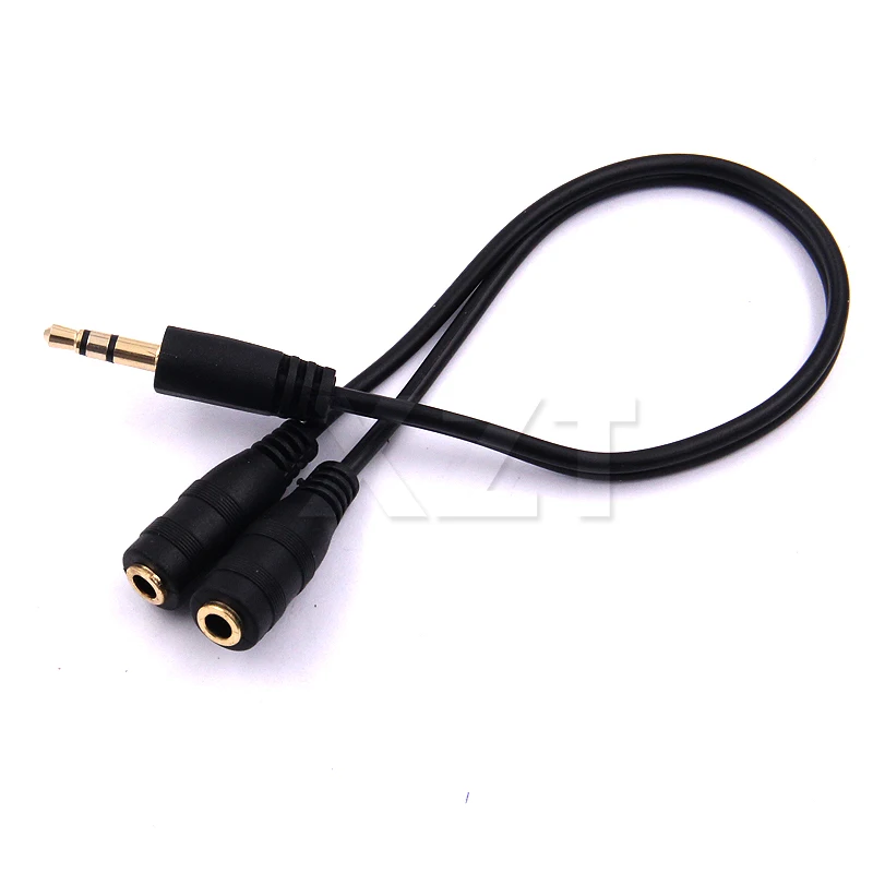 plated Audio Stereo Plug 3.5mm 1 Male to 2 Female Adapter Cable Spliter microphone and headphone