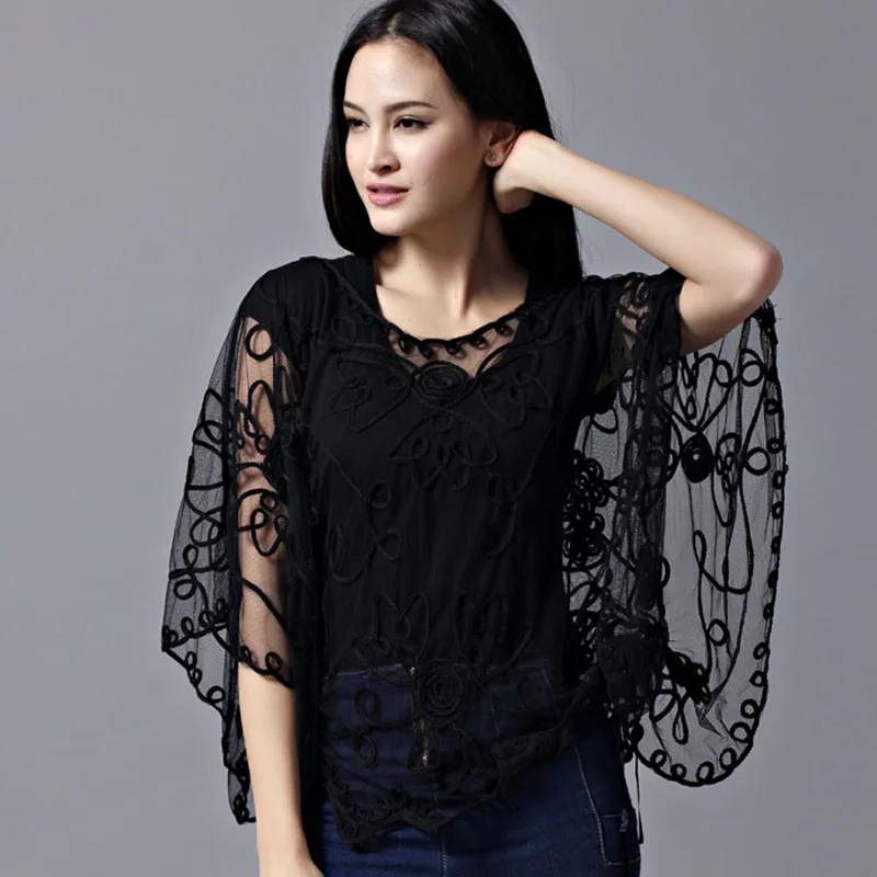 2018 spring lace chiffon blouse shirt women tops Summer