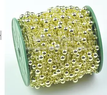 

Free Shipping! 60meters/roll metallic gold Pearl Beads Garland Wedding Centerpiece Decoration Crafting DIY pearl necklace