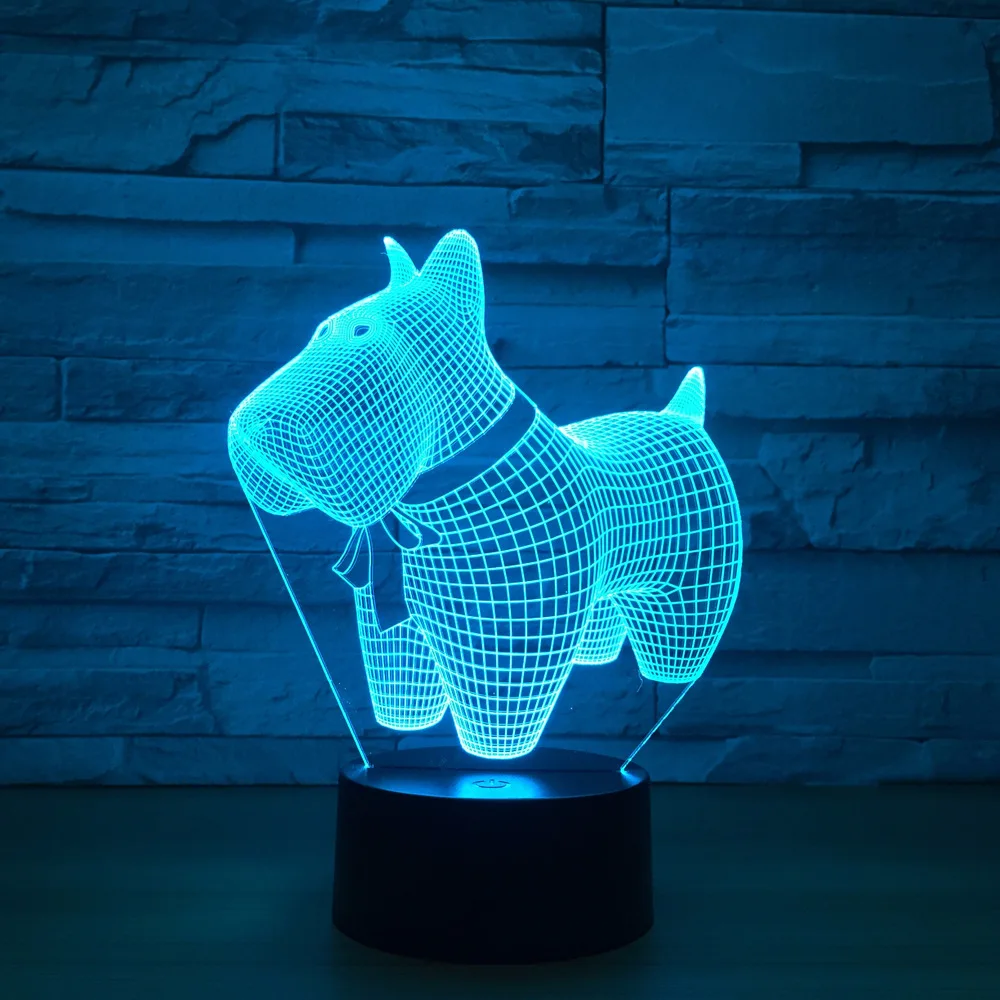 Lovely Dog Model Illusion 3d Lamp LED 7 Color Changing Animal Visual Led Night Lights For Kids Toy New Gift Desk Table | Освещение