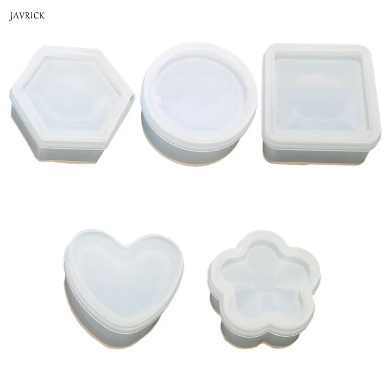 

Hexagon Storage Box Epoxy Mould Crystal UV Mirror Handmade DIY Table Desktop Decoration Making Plum Square Round Silicone Mold