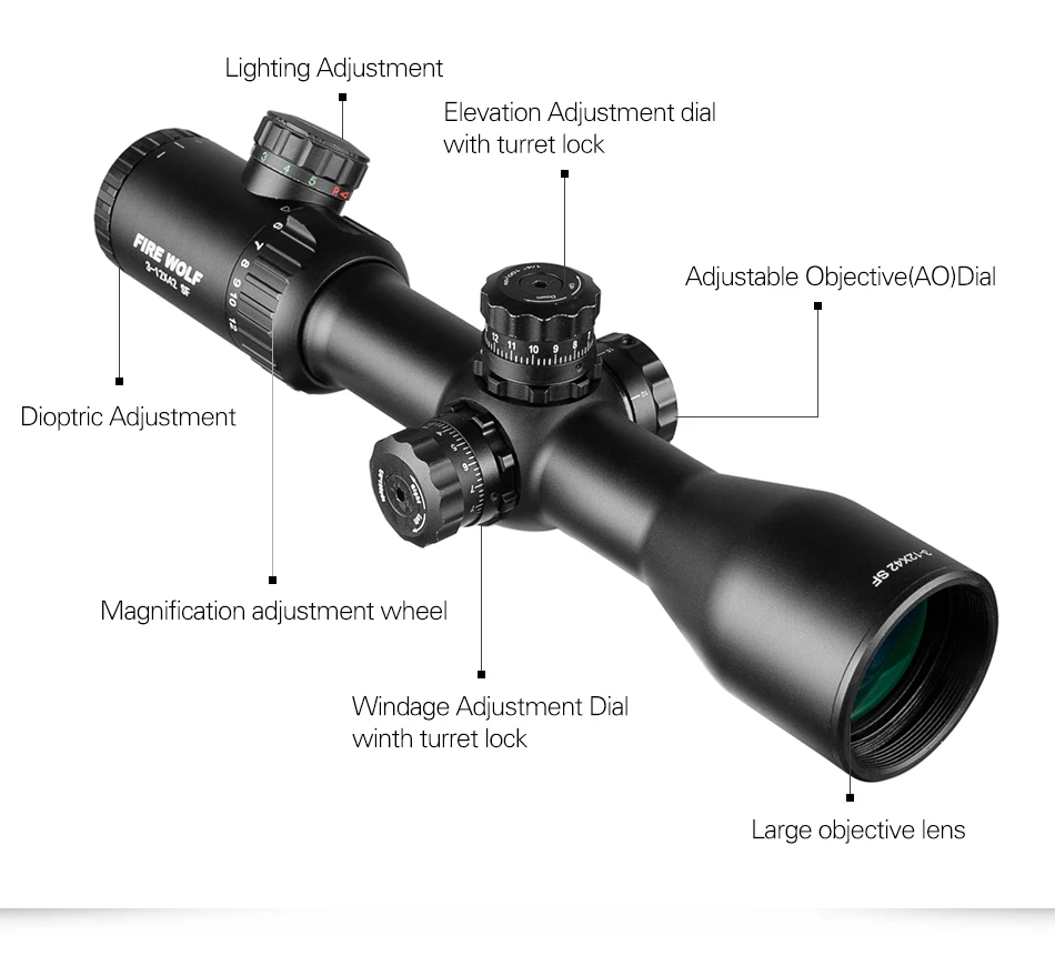 3-12X42 SF Riflescopes прицел Охота ж/крепления для AK47 AR15