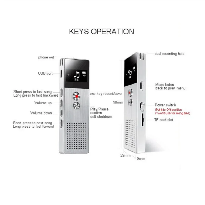 BENJIE C6 8GB Digital Voice Recorder 15m Professional Audio Recorder Portable One Key Recorder With Loudspeaker 28 languages