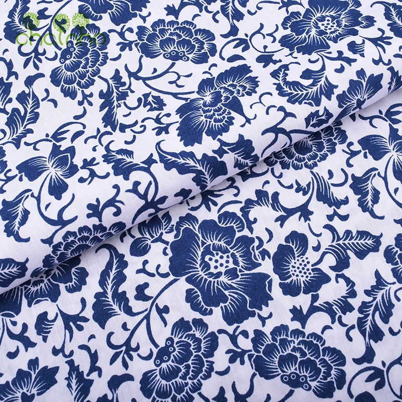 Chainho, синий и белый фарфоровый узор, хлопковая ткань с принтом, для шитья и шитья, платье, рубашка, юбка, поплин, полуметр