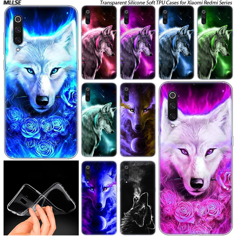 

Colorful wolf art Soft Silicone Case for Xiaomi Pocophone F1 Mi 5X A1 6X A2 8 SE Lite Play Mix3 9 9SE 9T Pro CC9 Cover