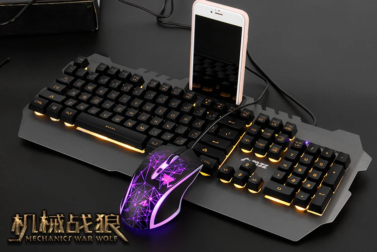jazz Mechanical Wolf Wired Gaming Keyboard & Mouse Combos 104 Keys Backlit Keyboard 3200DPI Mouse  (23)