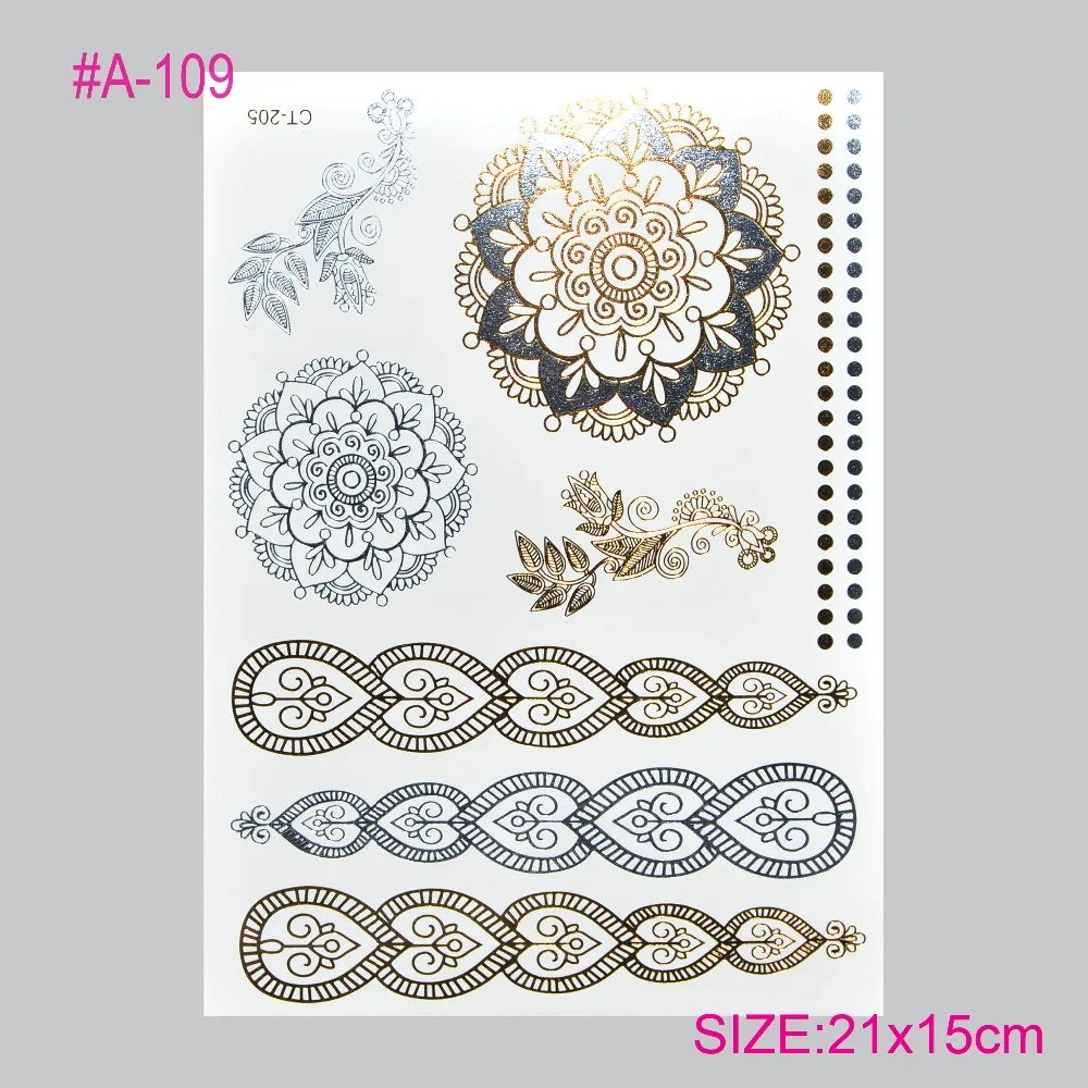 Health Beauty Body Art Temporary Tattoos Gold Flash Metallic Tattoo Arm
