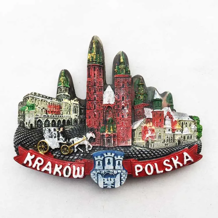

Lychee Poland Krakow Maria Church Fridge Magnet Famous Landscap Refrigerator Sticker Souvenir Modern Home Kitchen Decor Gift