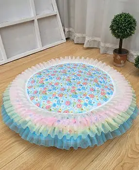 

New luxury beautiful lace round beds deluxe princesses pets pads exquisite pet pits comfortable dog beds round square dog sofa