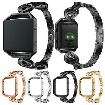 

Stainless Steel Watch Band Strap For Fitbit Blaze Replacement WristBand Strap With Metal Frame Case Moon Rhinestone Bracelet