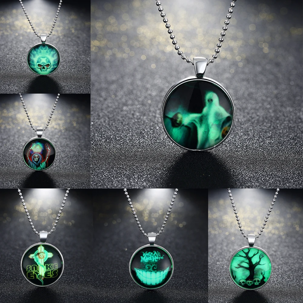 Fashion Fluorescent Green Women Men Halloween Series Necklace Locket