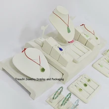 Набор из 23 предметов бежевого бархата, витрина, прилавок, подставка для ювелирных изделий, держатель для ювелирных изделий, упаковочные футляры