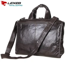 LEXEB Brand Men’s Vintage Classic Briefcase Genuine Natural Leather Business Bag 15.6 Laptop High Quality Handbags Grey