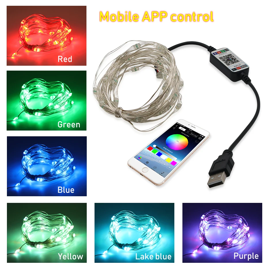 

ZHONGJI Outdoor LED Fairy Lights String Bedroom Decorations USB Garland Fairy Light 1M 5M 10M Christmas Wedding Home Party Decor
