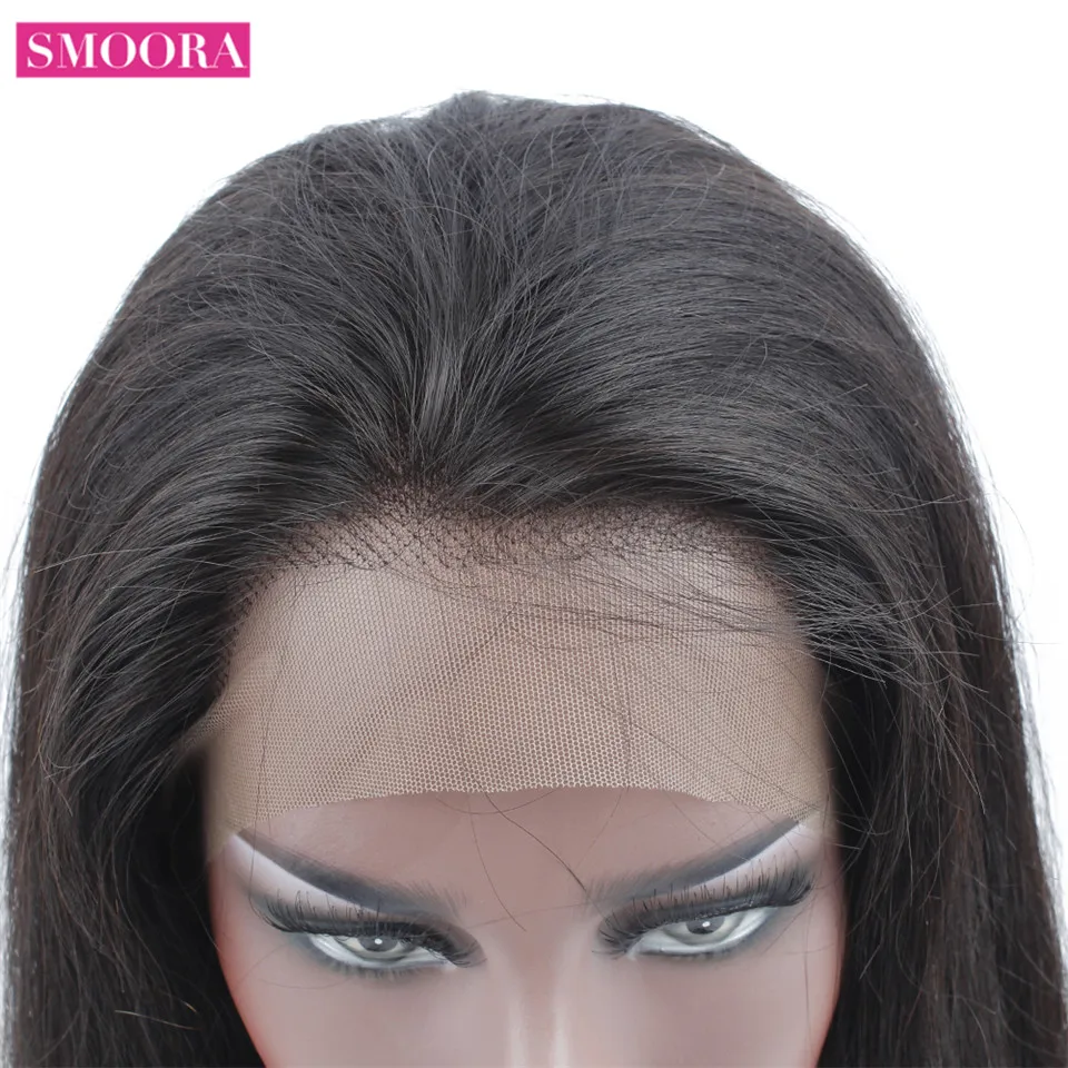 Прямые волосы SMOORA прямые с волосами BabyHair 150% 360 кружевные фронтальные