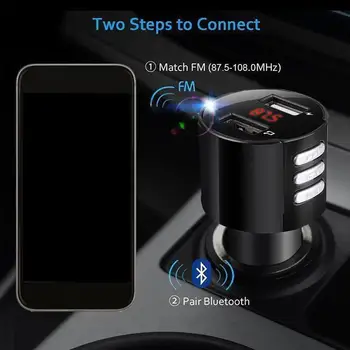 

LED Screen Bluetooth Car USB Charger FM Transmitter Wireless Radio Adapter MP3 Player Cigarette Lighter