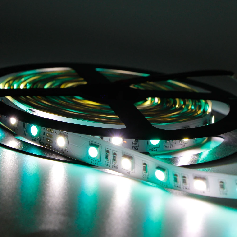5 м светодиодный полосы светильник Водонепроницаемый RGB+ белый/теплый белый, RGB/RGBW 5050 SMD 60 светодиодный/M 4in1 чип Диодная лента веревка светильник 12V 24V DC