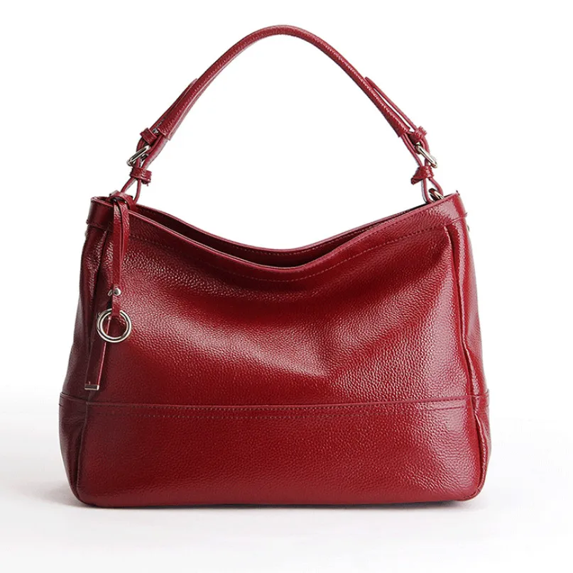 Сумка-тоут из натуральной кожи, женские сумки, модная бежевая сумка-портфель, женская дизайнерская сумка, большая вместительность, повседневные сумки на плечо - Цвет: Бургундия