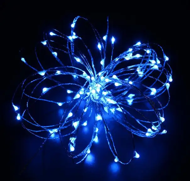 10 м, 20 м, 30 м, 50 м, водонепроницаемая медная светодиодная гирлянда, 12 В постоянного тока, сказочный светильник, праздничное украшение, уличный сад - Испускаемый цвет: Blue