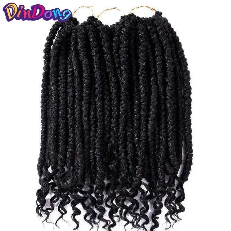 DinDong 12 Inch 12Roots Senegalese Twist Hair Crochet Braid Hair Extensions Pure Synthetic Hair Braiding For Woman