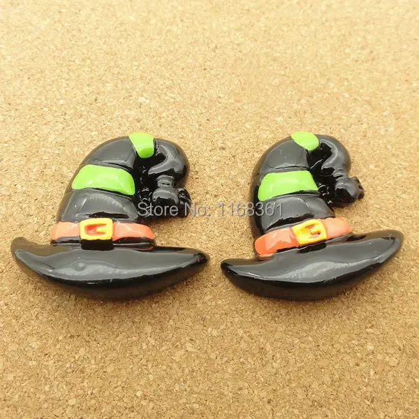 1pcs/lot resin flat back Halloween black Wizard hat 28mm Cabochons Scrapbooking Hair Bow Center DIY Christmas decration C118-4