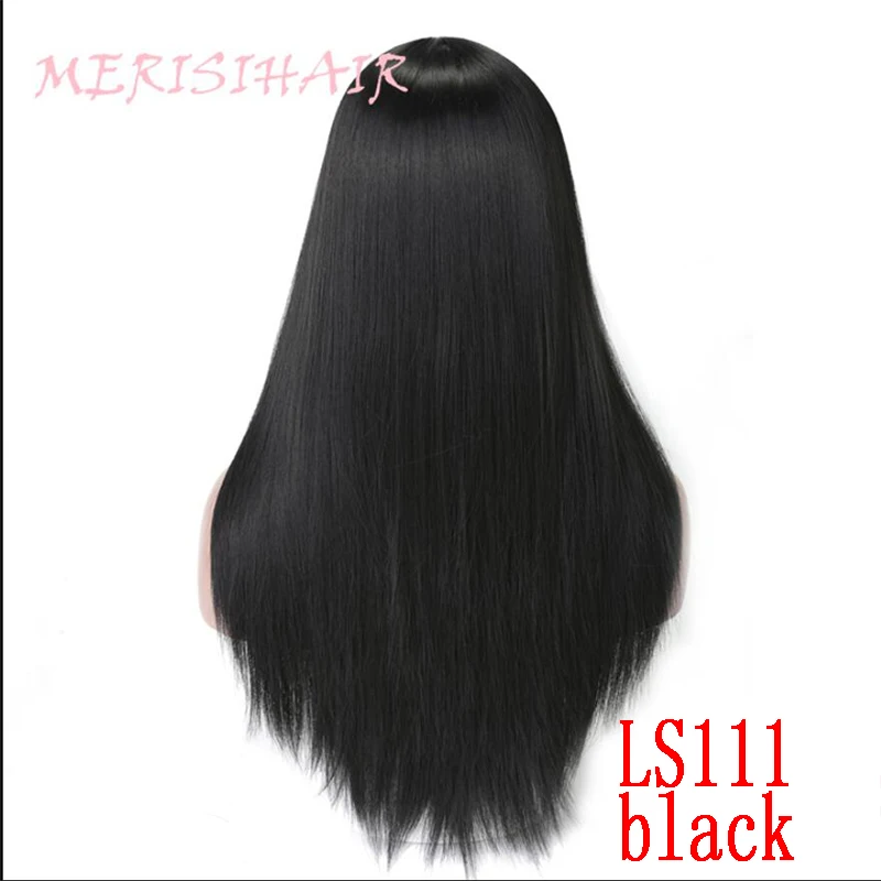MERISI волос Синтетический синтетический парик для женщин черный длинный прямой 4 цвета Высокая термостойкость волокно спереди Плетеный - Цвет: T1B/613