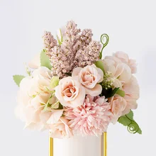 Гибридный маленький букет, искусственные шелковые искусственные цветы, Цветочная композиция 13 шт./Набор для украшения дома, свадьбы, вечеринки ASD040