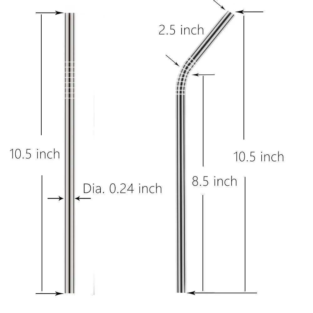 5 шт./компл. Нержавеющая сталь многоразовые соломы простой 10,5 дюймов питьевой металлическая соломинка вечерние пива Барные аксессуары для холодных напитков