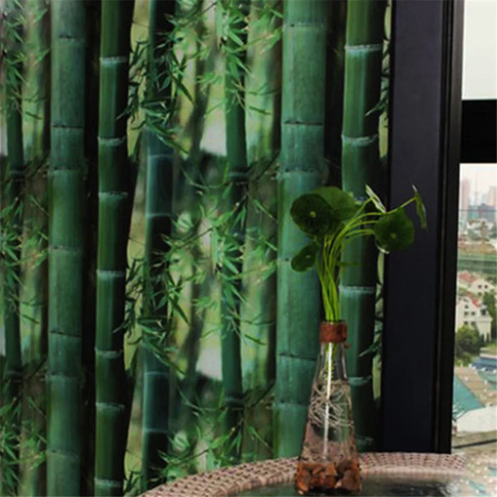 ПВХ конфиденциальности дома Спальня Ванная комната стекло окна плёнки лечения декор зеленый бамбук 3" x 20"(92 см x 50 см