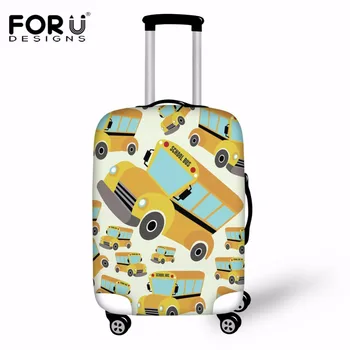 

FORUDESIGNS Cartoon School Bus Printing Elastic Luggage Protective Cover For 18-30 inch Trolley Suitcase Protect Dust Bag Case