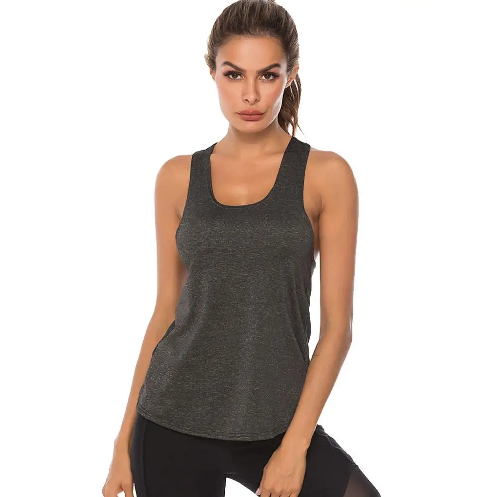 

Women Sport Top Woman shirt Sleeveless Quick Dry Vest Solid Gym Activewear Sport Vest Racerback Tank Tops Running Training TT3