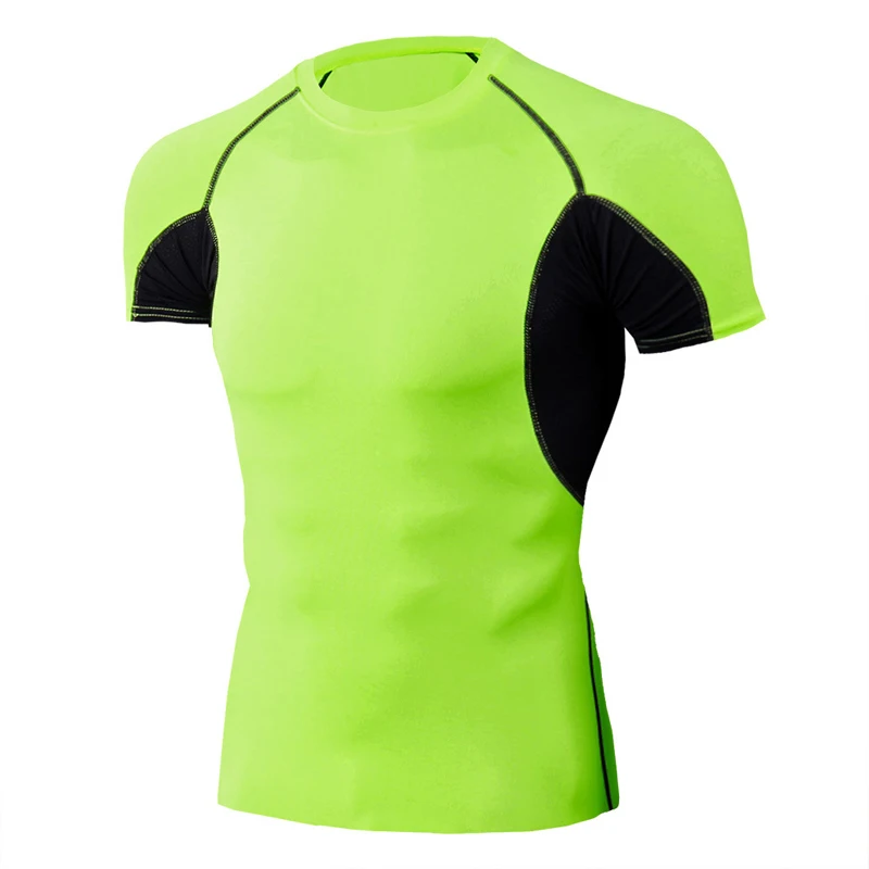 Беговая гимнастическая майка с коротким рукавом для кроссфита футболка спортивная одежда дышащая футболка для работы быстросохнущие футболки мужские топы - Цвет: Fluorescen GreenTD87