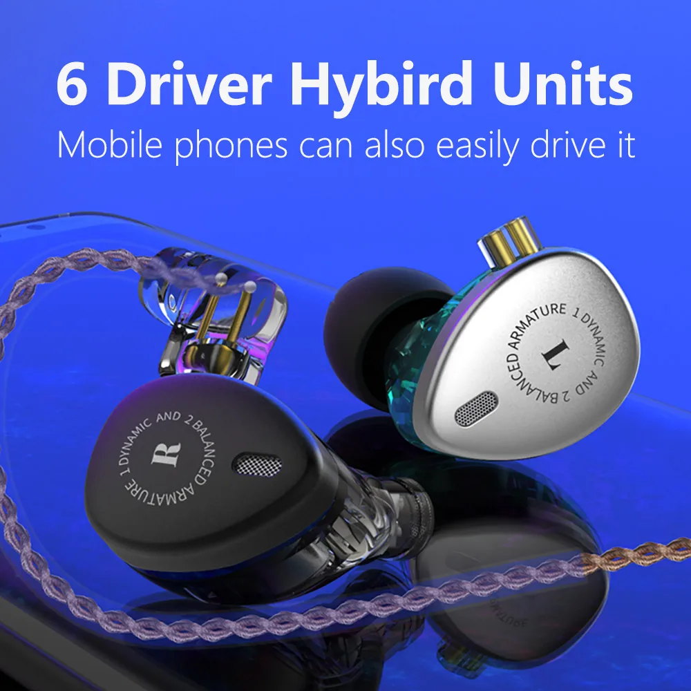 2019 KBEAR KB06 2BA + 1DD гибридные наушники вкладыши HIFI спортивные с 3 5 мм MMCX гарнитура для