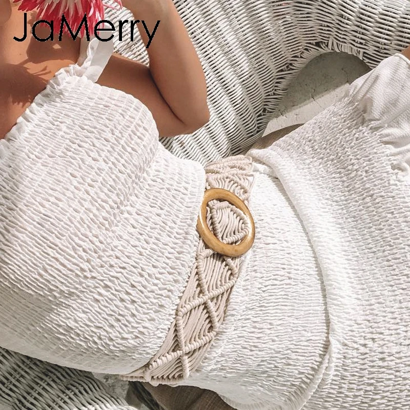 Женский широкий пояс JaMerry винтажный вязанный крючком 2019|Женские ремни| |