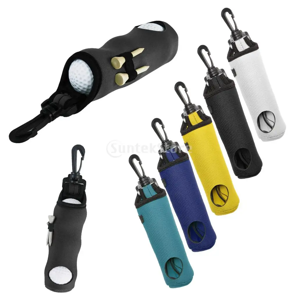 Portable Small Neoprene Golf Ball Bag Golf Tees Holder Carrying Storage Case Pouch with Swivel Waist Belt Clip - Choose Colors