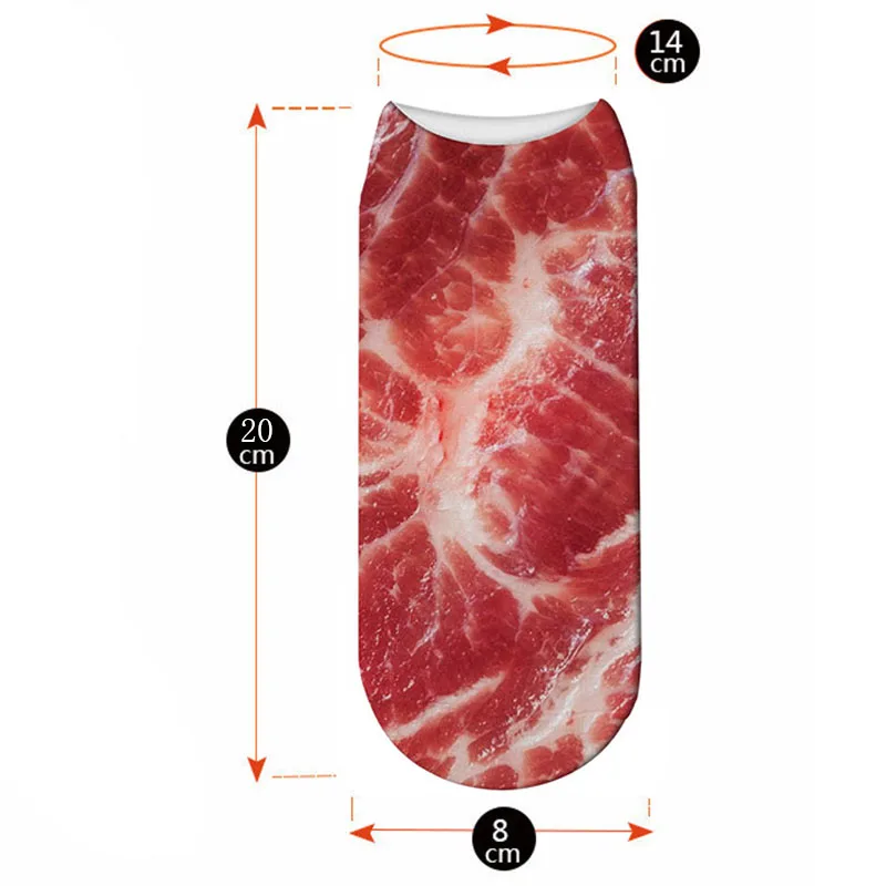 Забавные носки с 3D-принтом для барбекю короткие женские носки со свининой и животом новые модные милые короткие носки для мужчин 5ZWS62