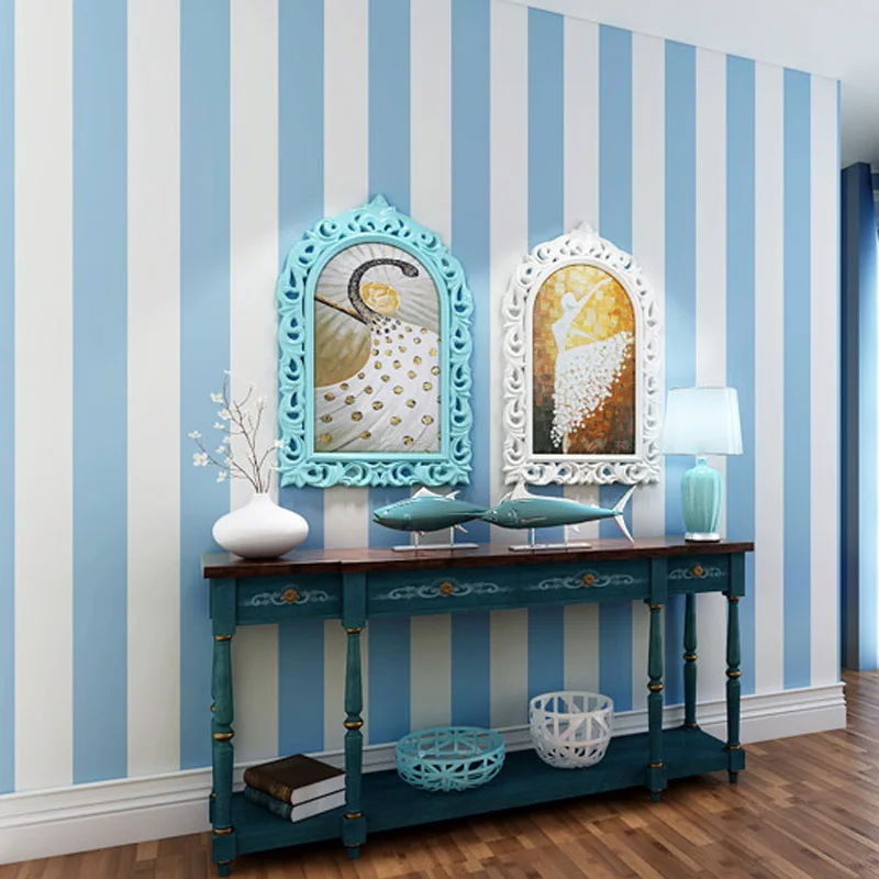 Moderne Einfache Vlies Pulver Blau Weiss Rosa Mittelmeer Vertikale Breite Gestreifte Tapete Wohnzimmer Kind Baby Madchen Schlafzimmer Striped Wallpaper Wallpaper Living Roomlive Wallpapers Aliexpress