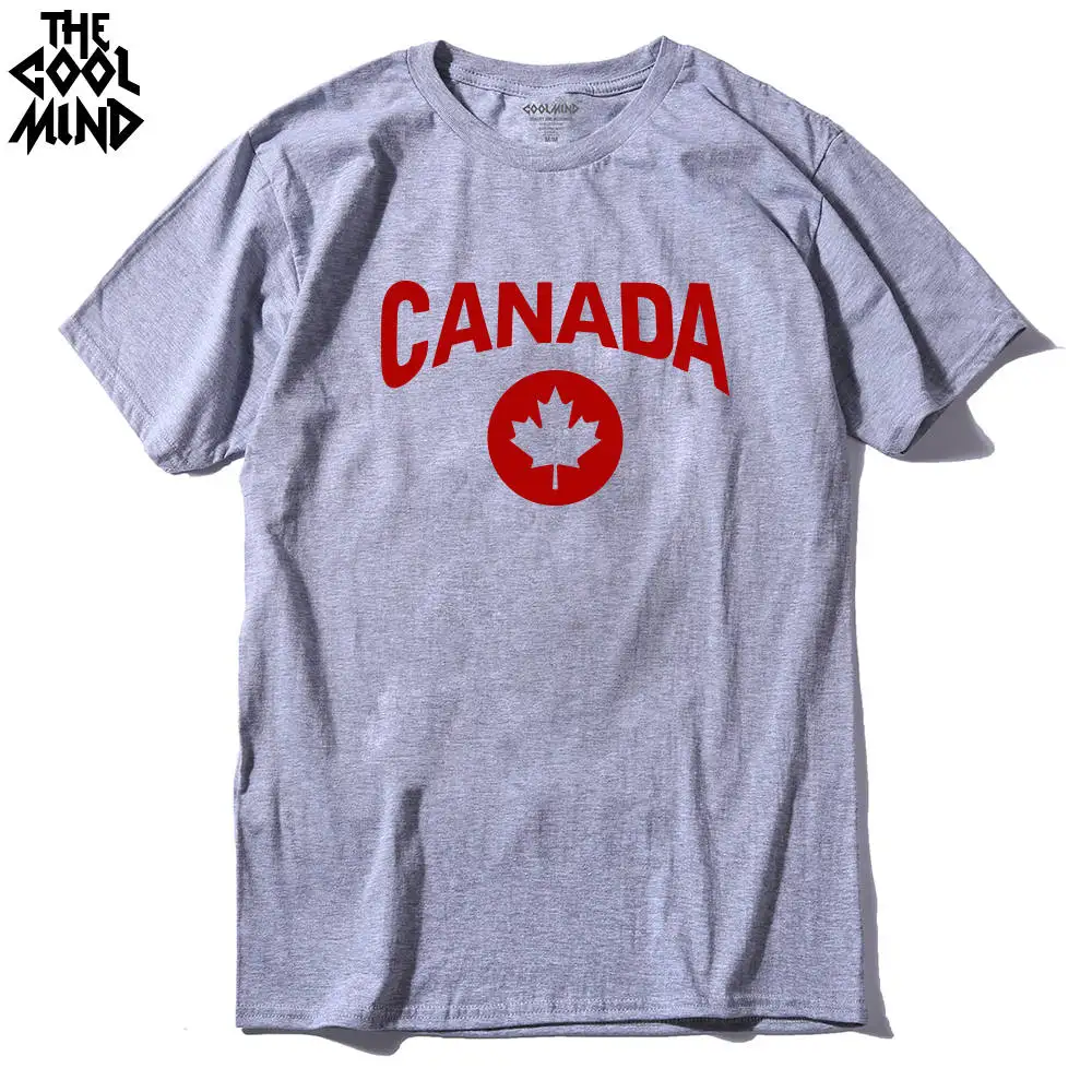 COOLMIND CA0111A, хлопковые топы с коротким рукавом, футболки, Канада, клен, летняя мужская футболка, круглый вырез, крутая Мужская футболка - Цвет: GREY