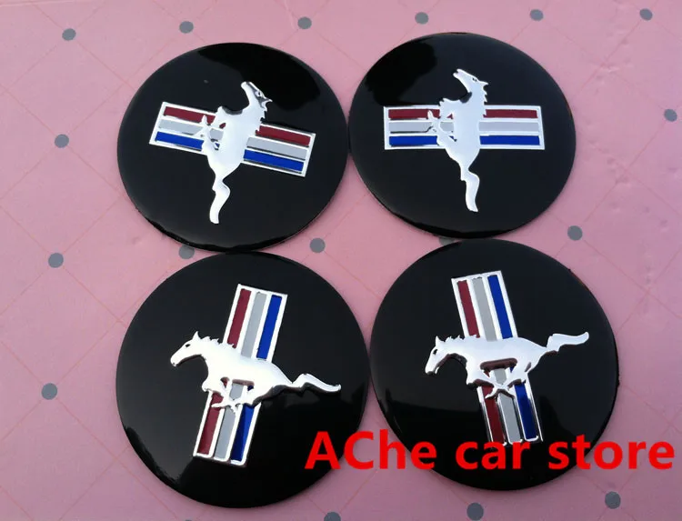 4pcs 56.5mm Mustang Running Horse Car Emblem Wheel Center Hub Cap Resin