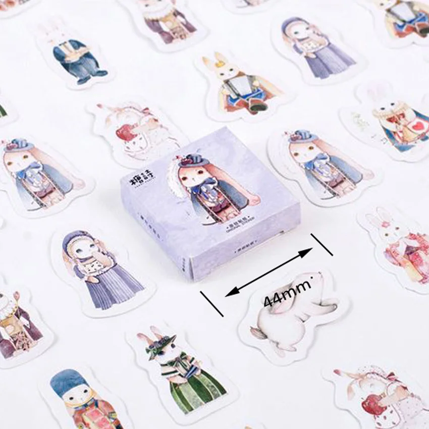 45pcs/pack Kawaii Alice Rabbit Animals Stickers Adhesive Stickers DIY Decoration Stickers Mini Paper Dairy Sticker