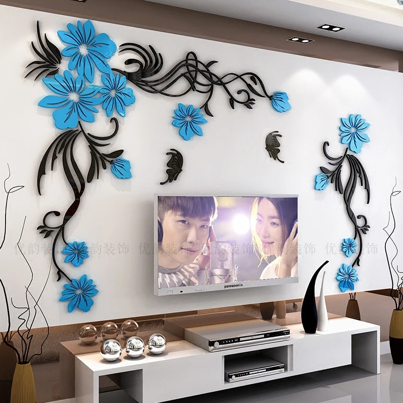

Creative flower 3D stereo acrylic wall sticker background warm decoration Large Size Mural Home Decor Living Room Wall Decals