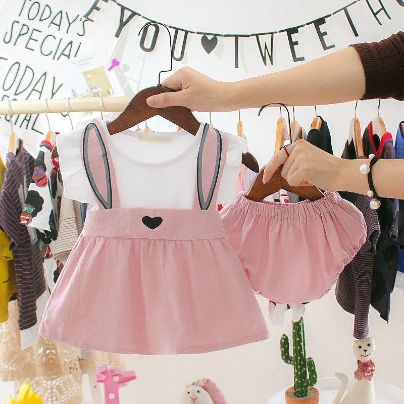 

Baby girls Clothes set 2019 summer Newborn Clothes 2pcs Set baby dress+pant Infant Clothes Set