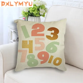 

Cute Letters Quote ABC Alphabet Printed Throw Pillow 45x45cm Nordic Linen Decorative Cushions for Sofa Home Decor Kids Gift
