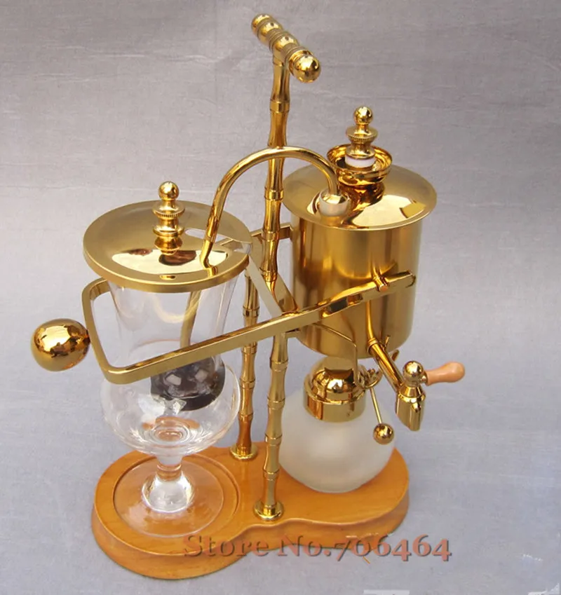 Gold Balancing syphon vacuum siphon coffee maker Belgium royal brewer coffee machine gold