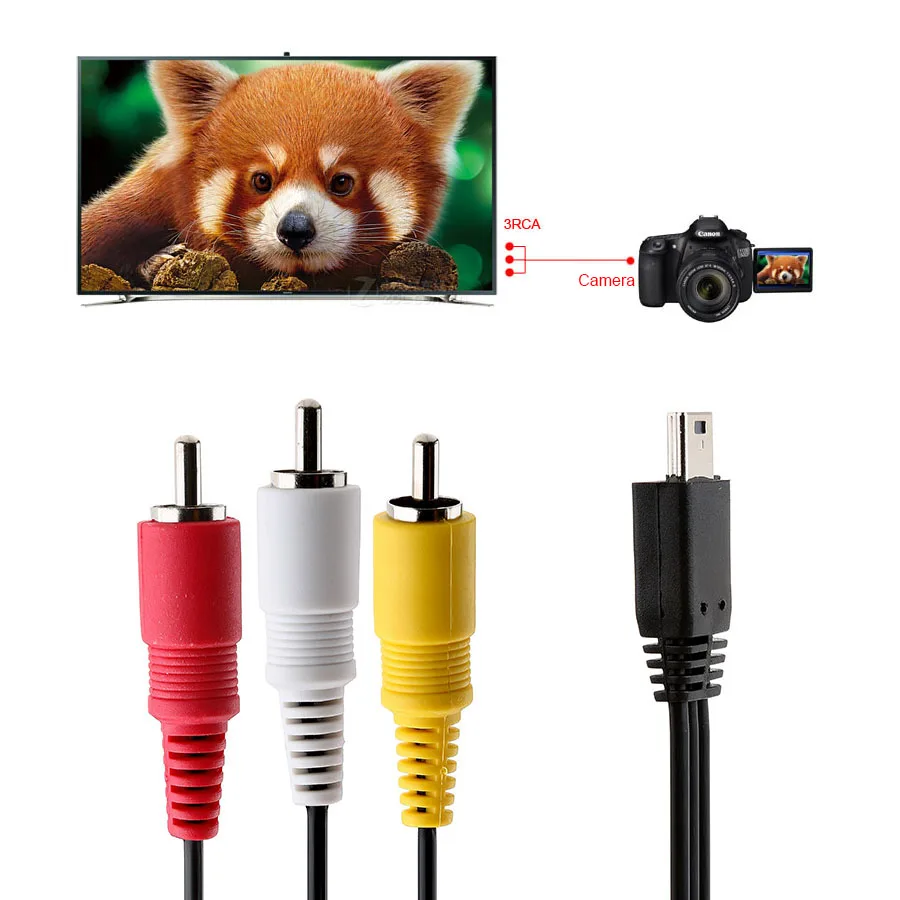 Камера Аудио Видео AV кабель 5 PIN Mini USB к 3 RCA для Canon EOS 5D2 5D Mark III 6D 7D 60D 70D 700D 760D G7X G1X SX50 SX60