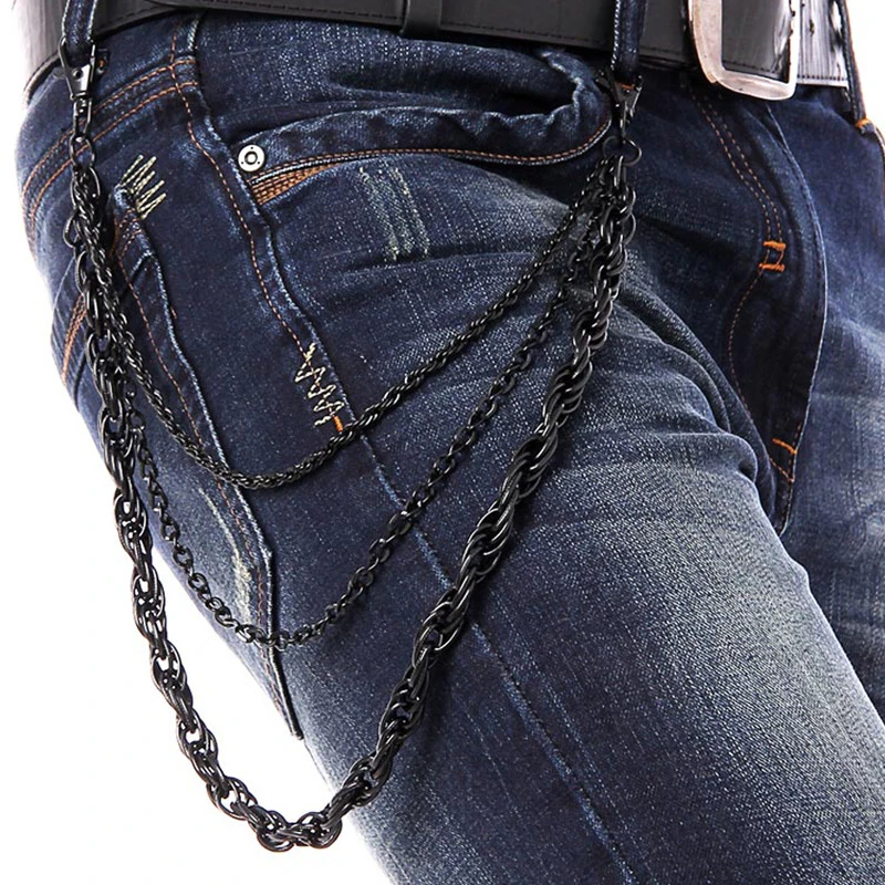 Fashion Punk Pant Chains Rock Waist Accessories Men Hip hop Street Punk