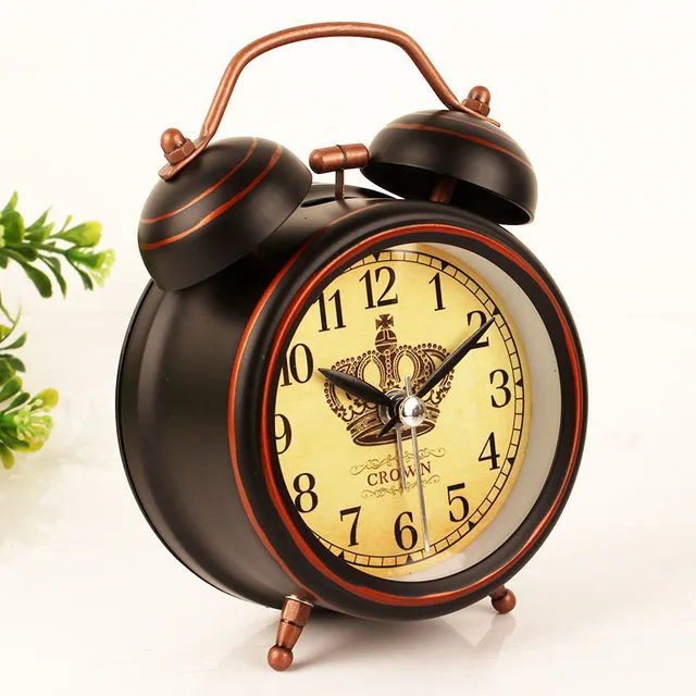 Silent Metal Retro Alarm Clock Wake Up Light Talking Needle