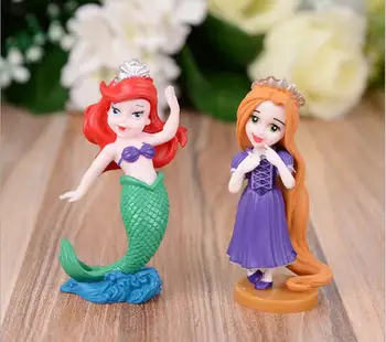 

6pcs/set 9.3cm Cartoon Princess Mermaid Doll Table Toy Decors Kids Birthday Festival Take-home Party Guests Favors